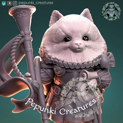 Pomeranian Spitz Dog Herald | Pepunki Creatures | UNPAINTED Miniature in Resin