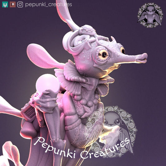 Seahorse Sorceress | Pepunki Creatures | UNPAINTED Miniature in Resin