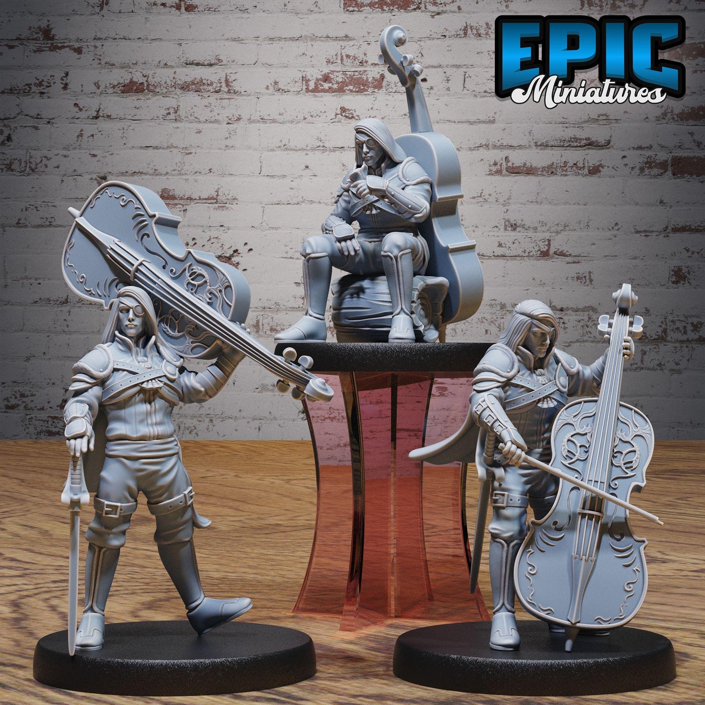 Vagabond Bard Set | Village Musician | Bass Player | Epic Miniatures | UNPAINTED Miniature in Resin