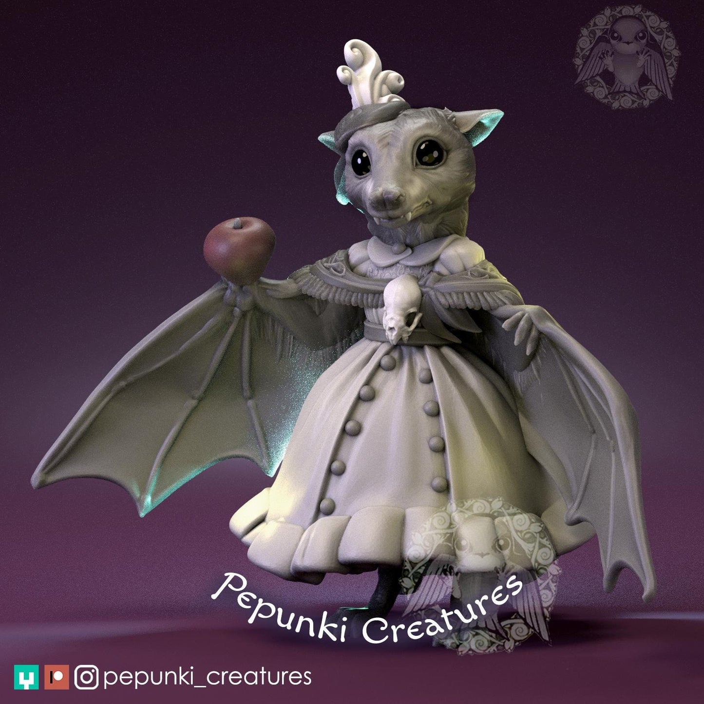 Fruit Bat Lady | Pepunki Creatures | UNPAINTED Miniature in Resin