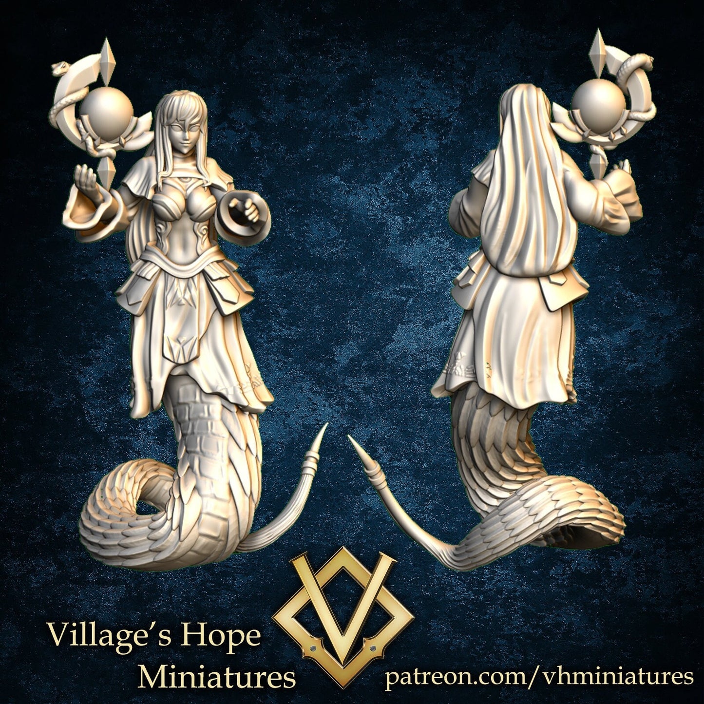 Lamia Astrologian Monster Girl | Village's Hope Miniatures | UNPAINTED Miniature in Resin