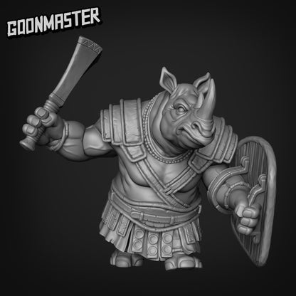 Raging Rhinos (5 poses) Pauldrons - Goon Master | UNPAINTED Miniature in Resin