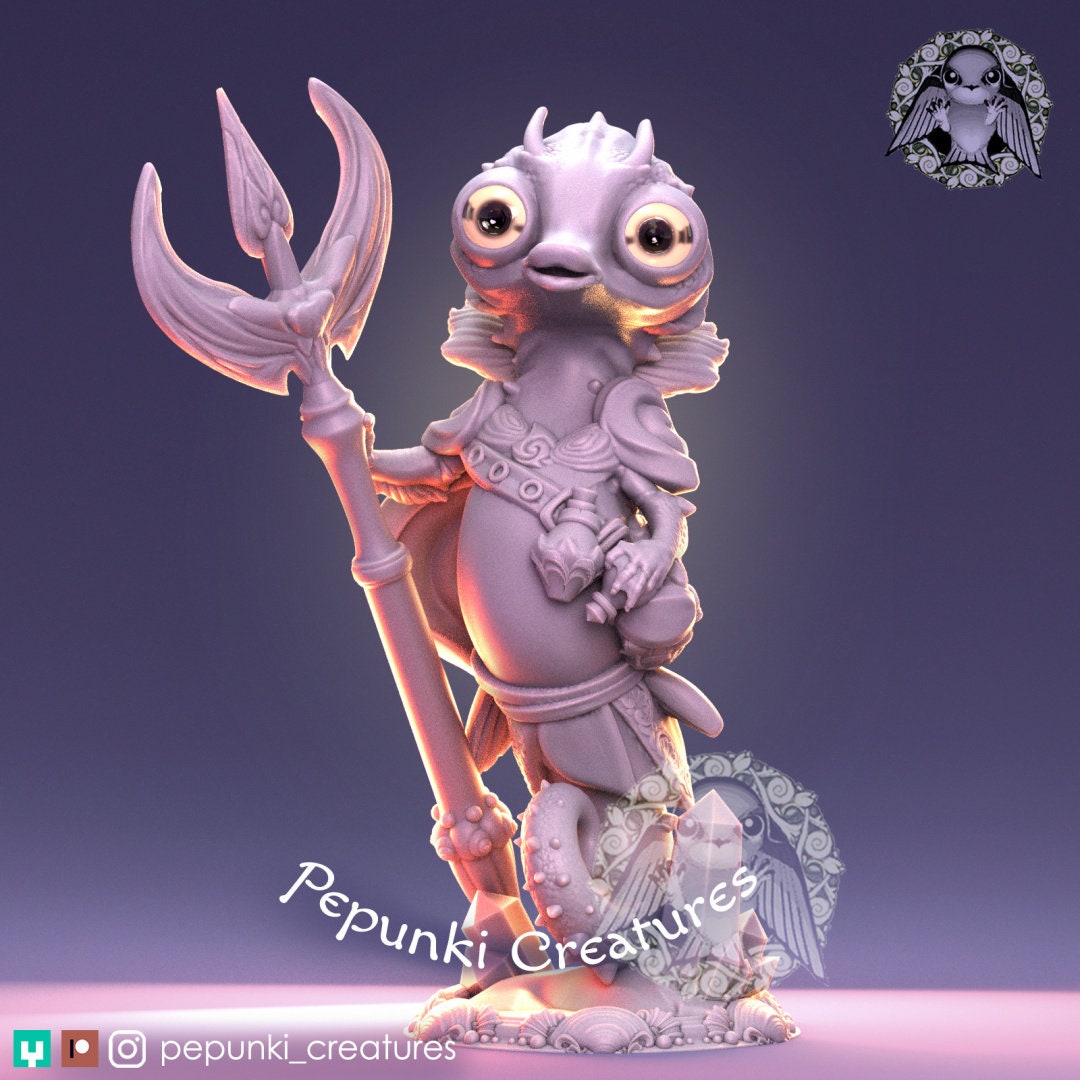 Seahorse Small Guardian | Pepunki Creatures | UNPAINTED Miniature in Resin