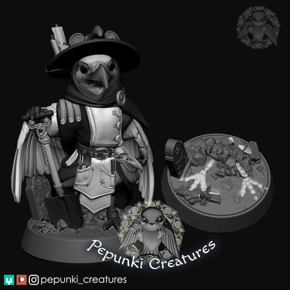Raven Plague Doctor | Pepunki Creatures | UNPAINTED Miniature in Resin