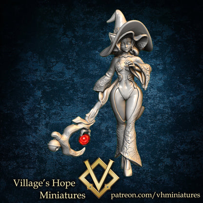 Cat Girl Warlock (Mage/Sorcerer/Wizard) | Village's Hope Miniatures | UNPAINTED Miniature in Resin