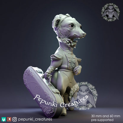 Italian Greyhound Lady | Pepunki Creatures | UNPAINTED Miniature in Resin