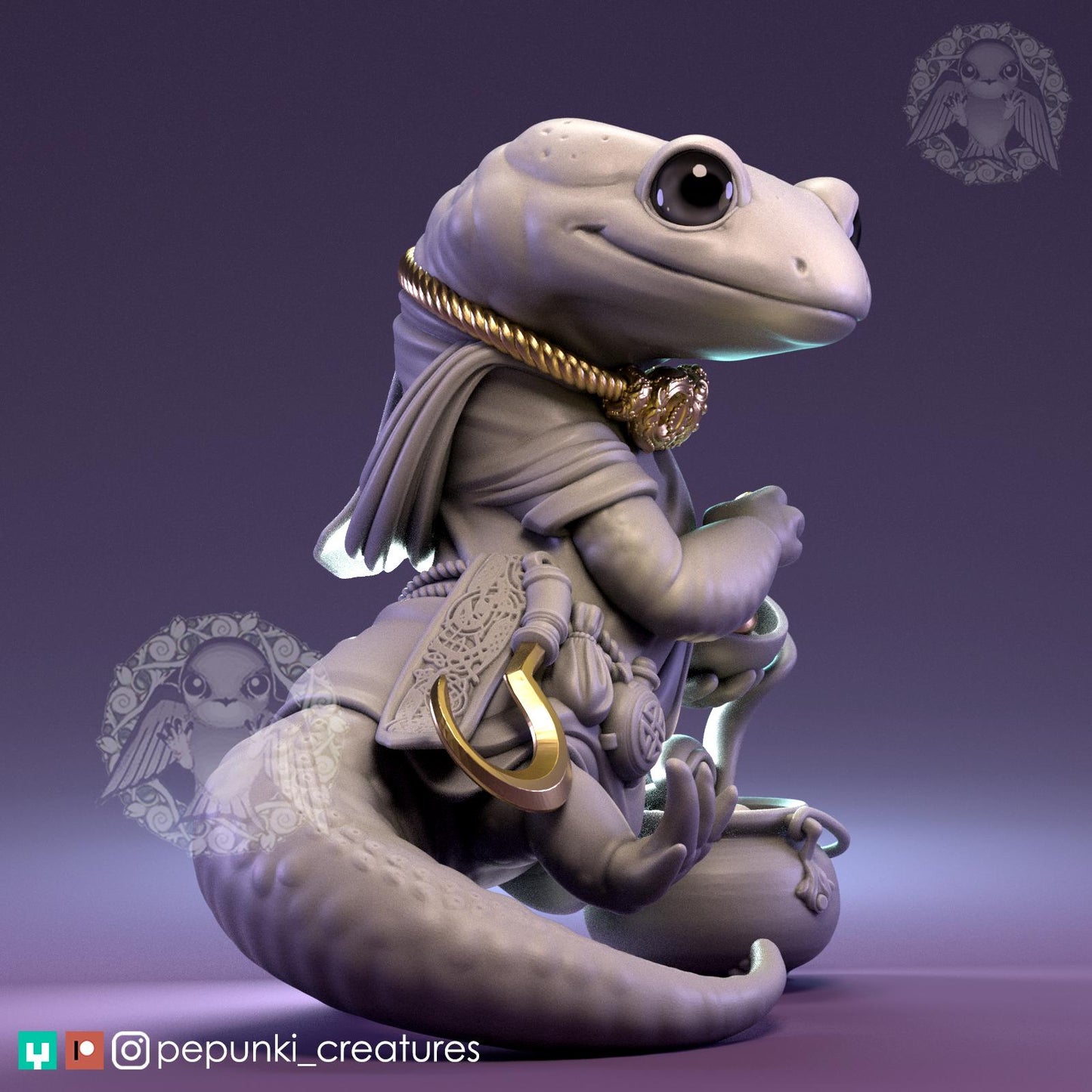 Salamander Celtic Druid | Pepunki Creatures | UNPAINTED Miniature in Resin
