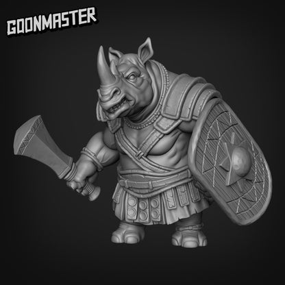 Raging Rhinos (5 poses) Pauldrons - Goon Master | UNPAINTED Miniature in Resin