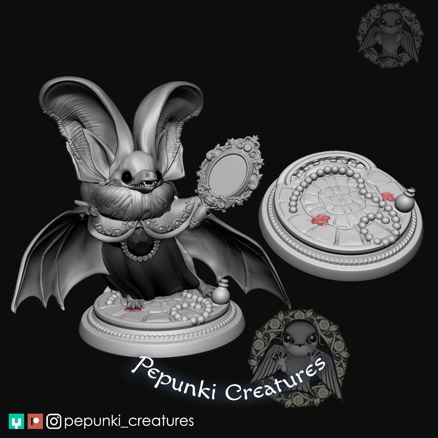 Long-eared Bat Countess | Pepunki Creatures | UNPAINTED Miniature in Resin