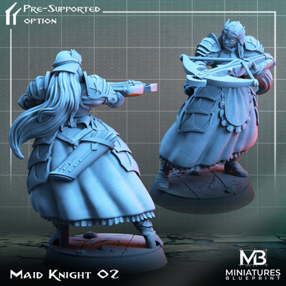 Maid Knight (3 versions) | Miniatures Blueprint | UNPAINTED Miniature in Resin