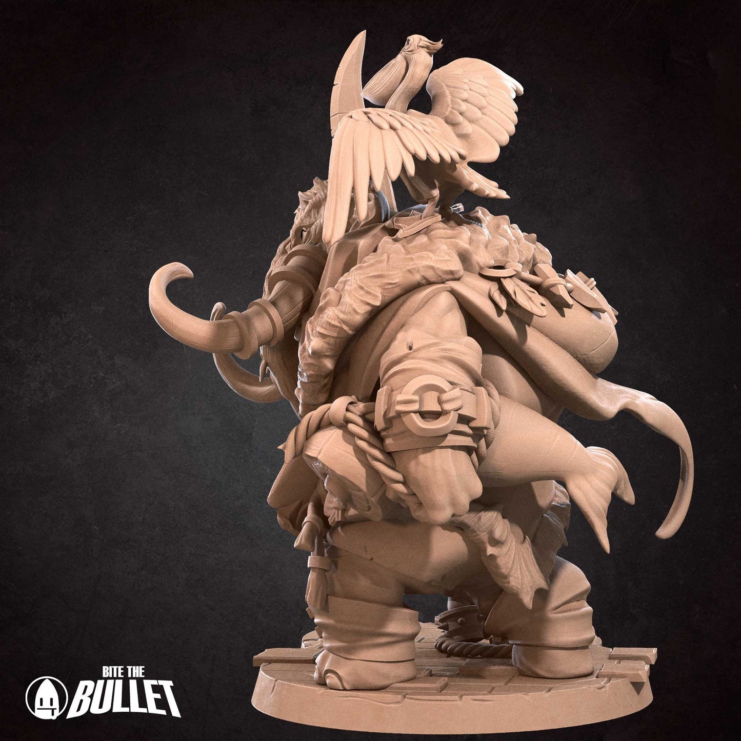 Odron, the Loxodon Hunter + Pelican (2 versions) | Bite the Bullet | UNPAINTED Miniature in Resin