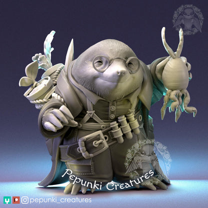 Mole Scientist Farmer | Pepunki Creatures | UNPAINTED Miniature in Resin