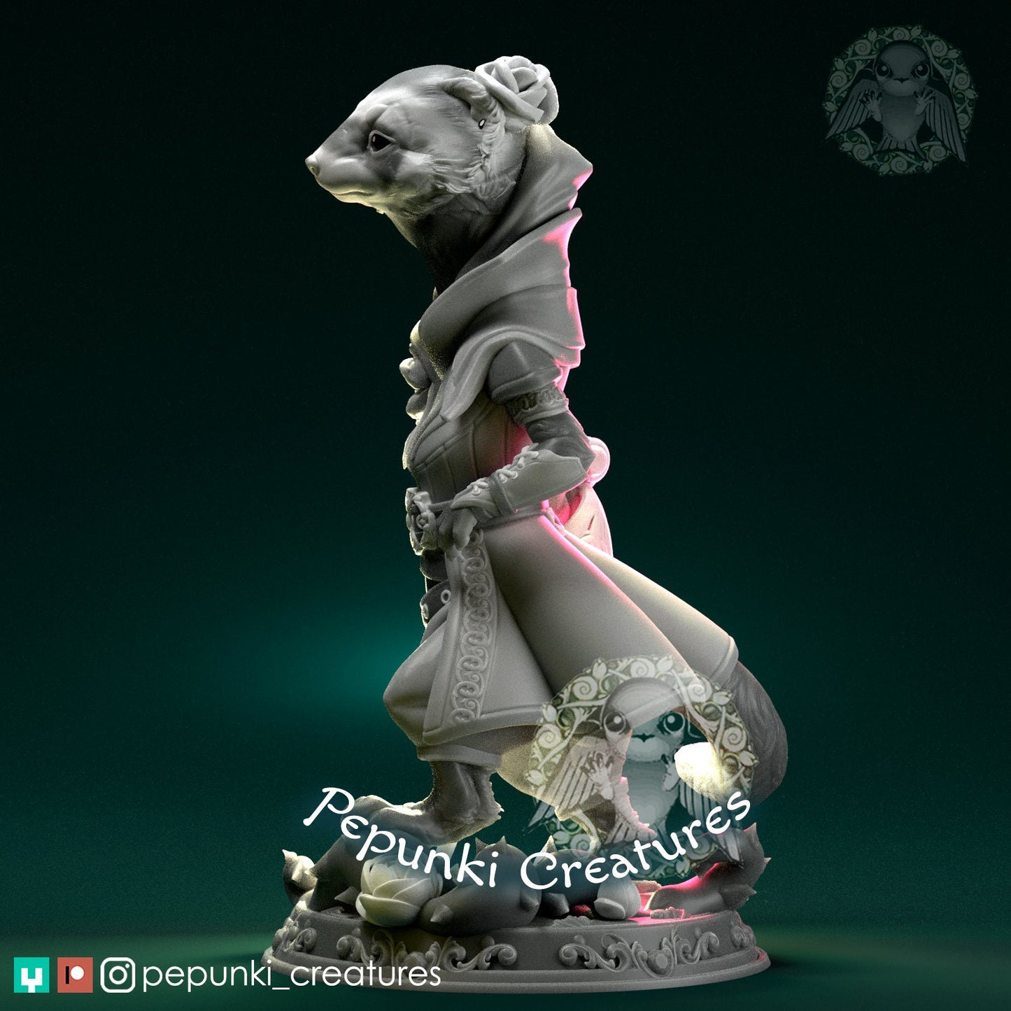 Ferret Rogue Lady | Pepunki Creatures | UNPAINTED Miniature in Resin