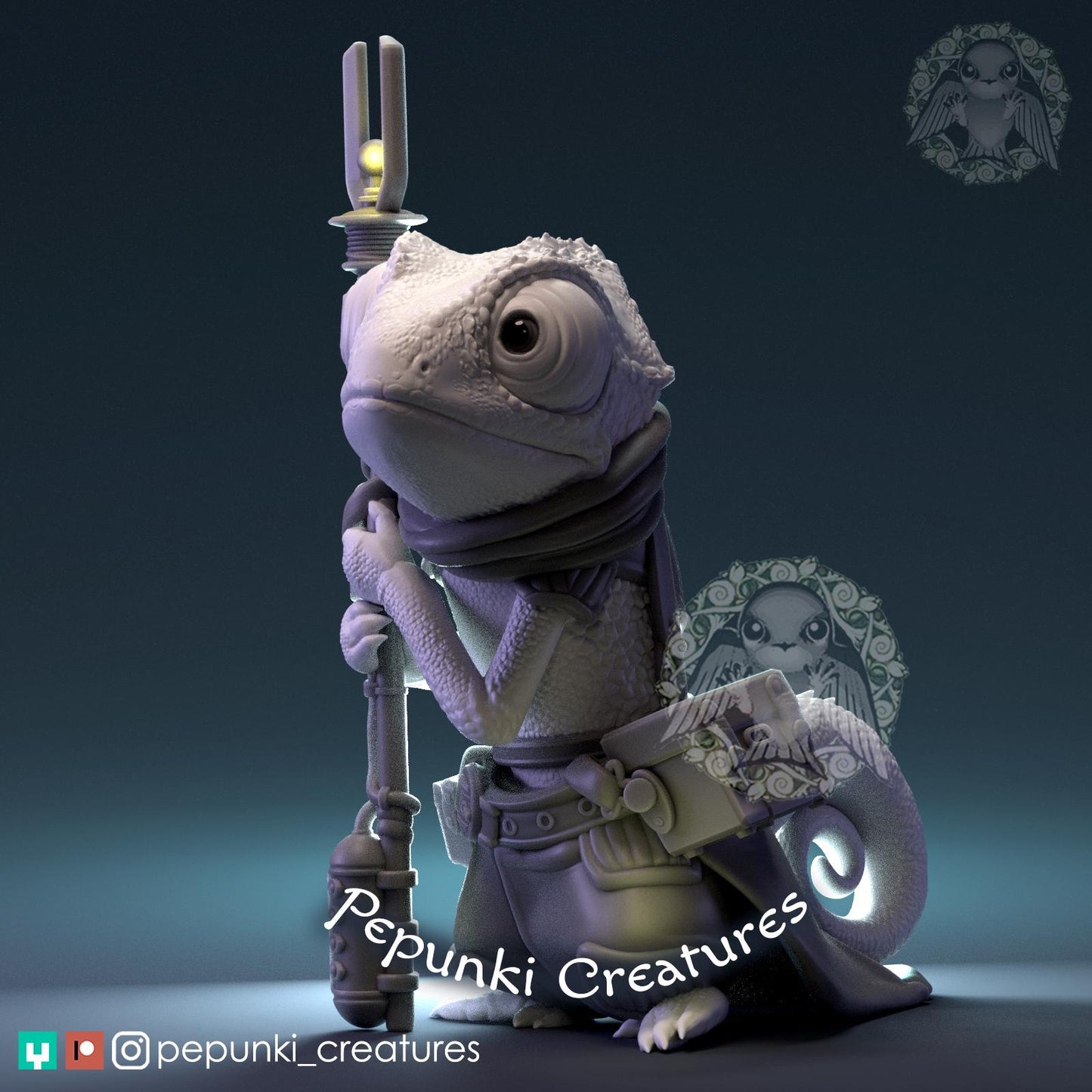 Chameleon Mechanic | Pepunki Creatures | UNPAINTED Miniature in Resin