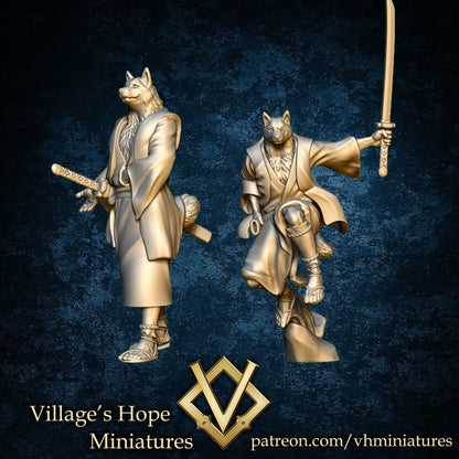 Shiba Inu Samurai | Village's Hope Miniatures | UNPAINTED Miniature in Resin