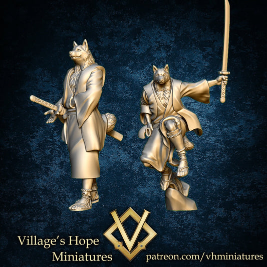 Shiba Inu Samurai | Village's Hope Miniatures | UNPAINTED Miniature in Resin