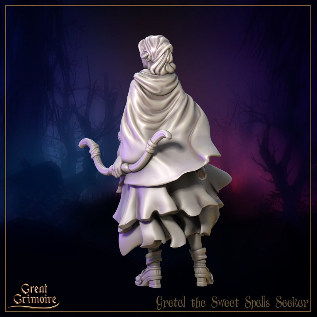 Gretel, the Sweet Spells Seeker | Great Grimoire | UNPAINTED Miniature in Resin