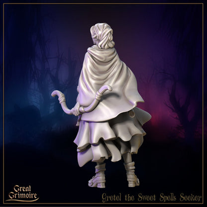 Gretel, the Sweet Spells Seeker | Great Grimoire | UNPAINTED Miniature in Resin