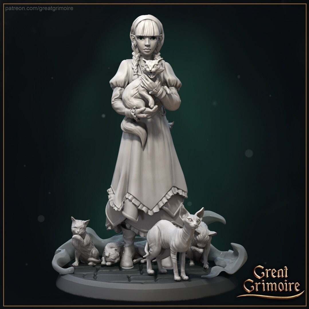Cat Summoner | Great Grimoire | UNPAINTED Miniature in Resin