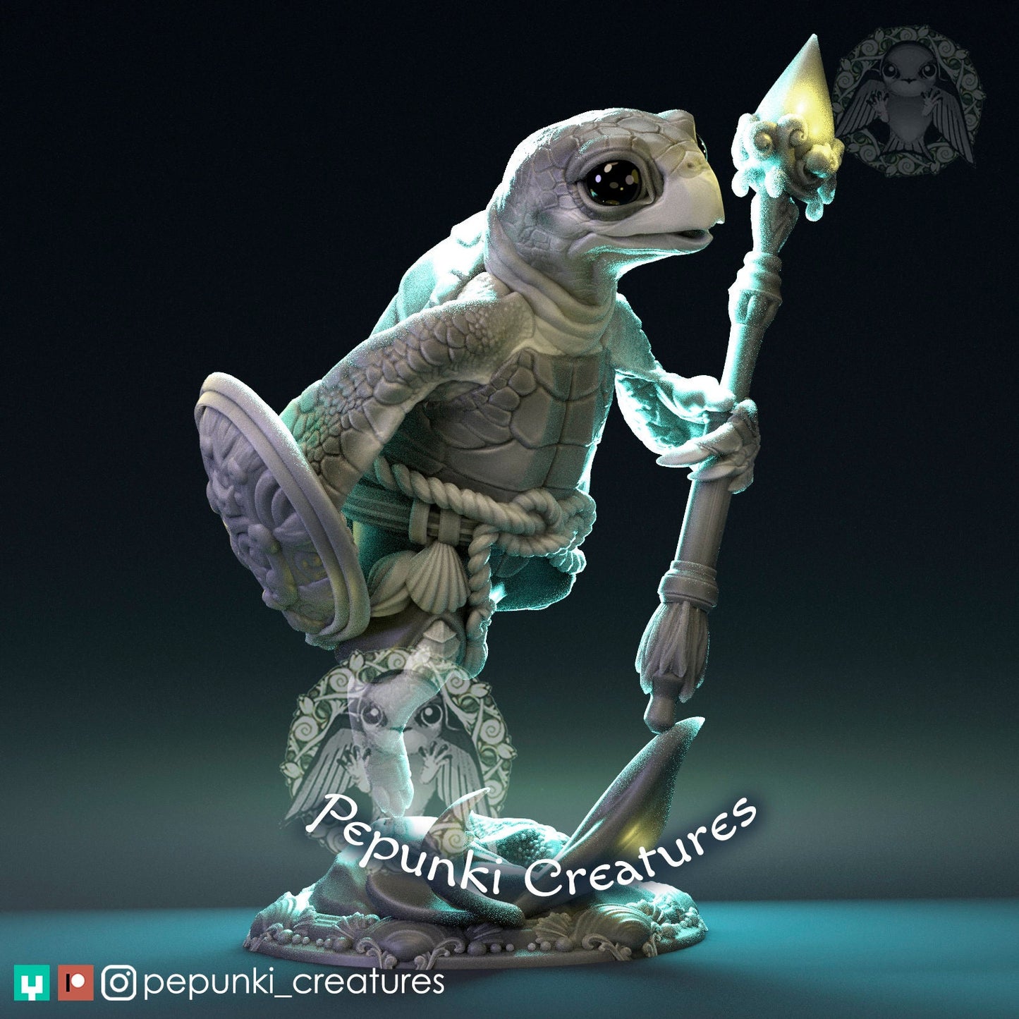 Sea Turtle Guard | Pepunki Creatures | UNPAINTED Miniature in Resin
