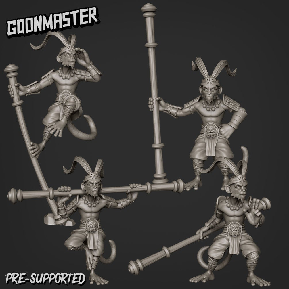 Monkey King (4 poses) | Goonmaster | UNPAINTED Miniature in Resin