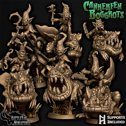 Murkmire Frogriders Pack (6 versions) | Battle Yak Miniatures are One Page Rules Compatible | UNPAINTED Miniature in Resin