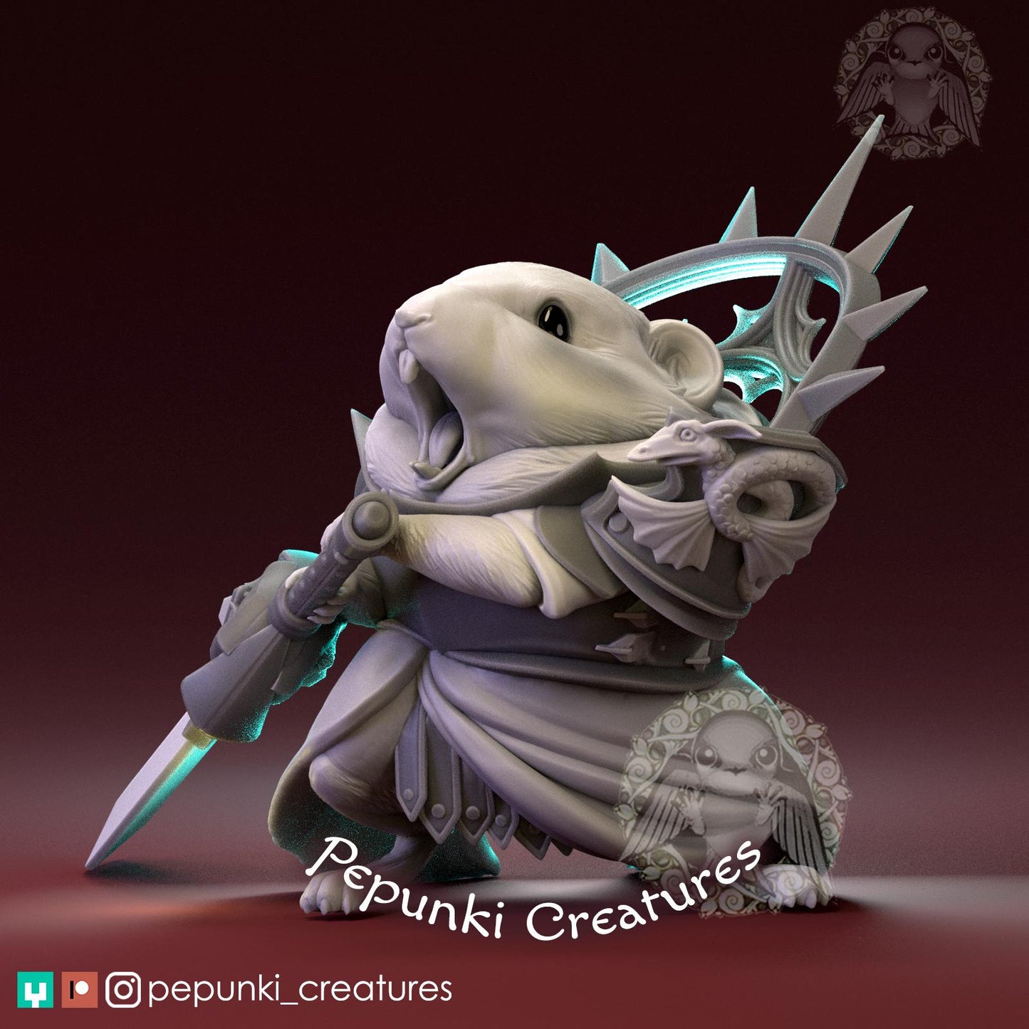 Pika Cleric Warrior | Pepunki Creatures | UNPAINTED Miniature in Resin