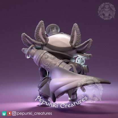 Steampunk Axolotl | Pepunki Creatures | UNPAINTED Miniature in Resin