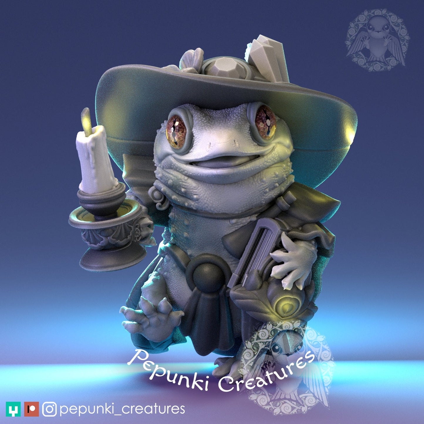 Tokay Gecko Wizard | Pepunki Creatures | UNPAINTED Miniature in Resin