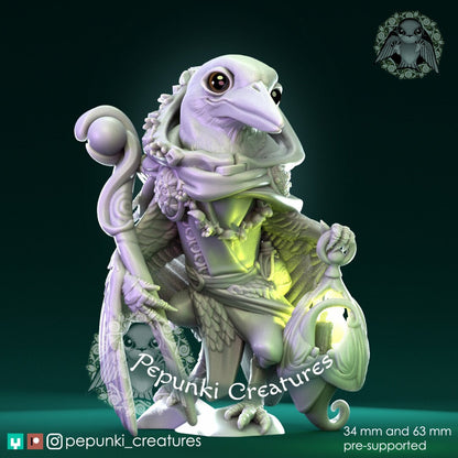 Kingfisher Bird Druid | Pepunki Creatures | UNPAINTED Miniature in Resin