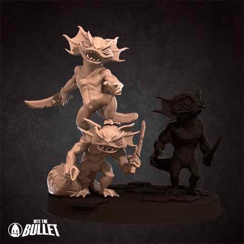 Locathah Bandit Axolotls (3 figures) | Bite the Bullet | UNPAINTED Miniature in Resin