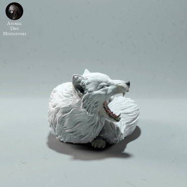 Arctic Fox Sleeping | Animal Den Miniatures | UNPAINTED Miniature in Resin