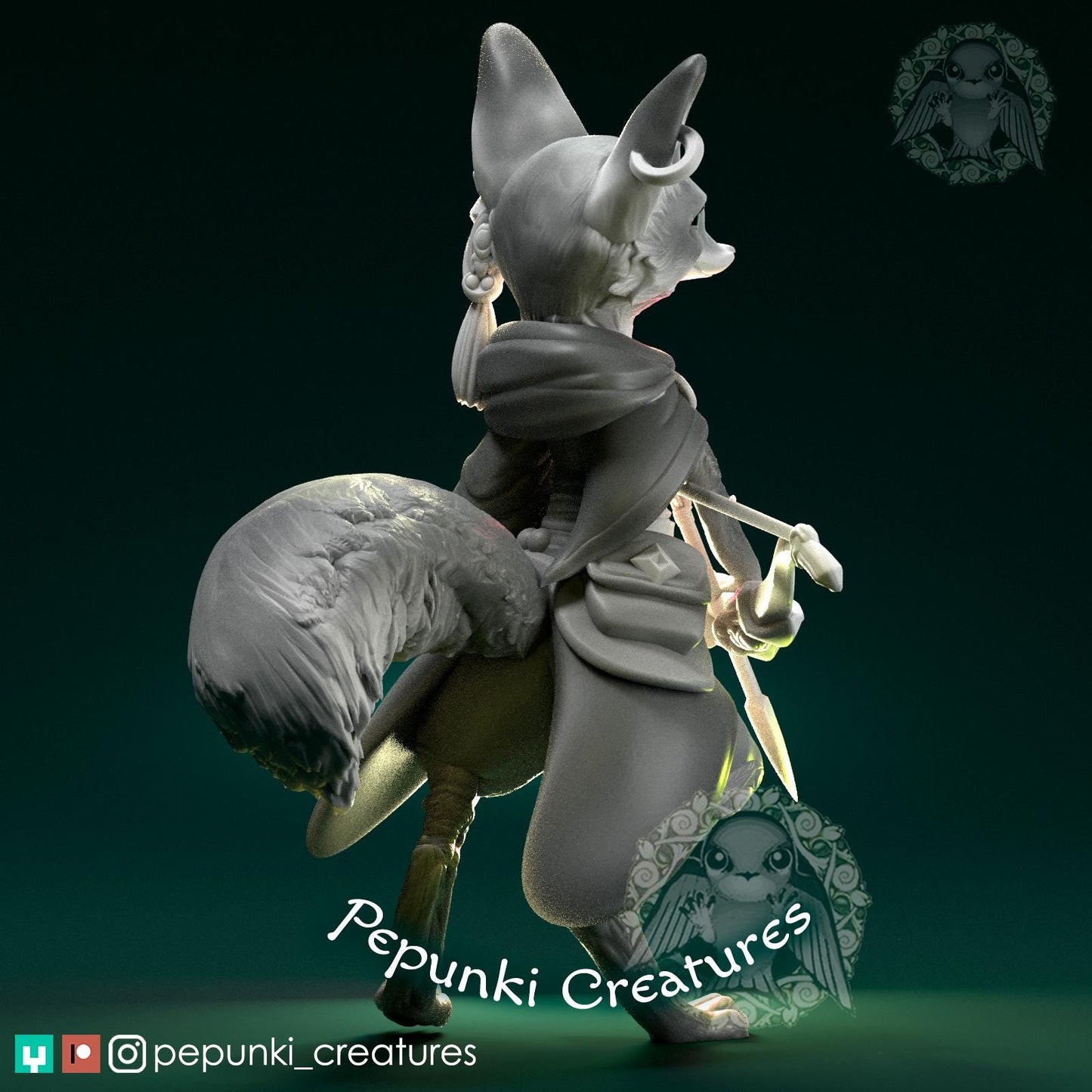 Fox Archer | Pepunki Creatures | UNPAINTED Miniature in Resin