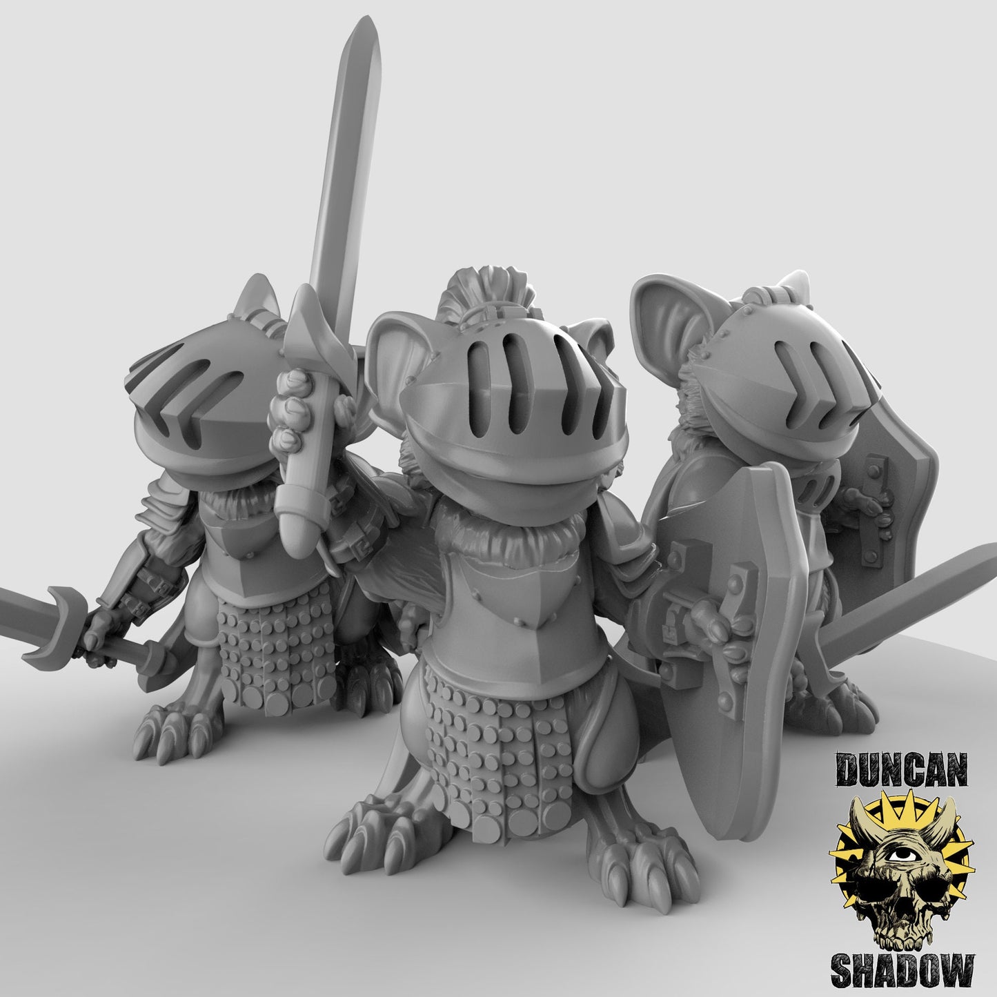 Mousle Knights (Set of 3) 3 Variations| Duncan Shadow | UNPAINTED Miniature in Resin