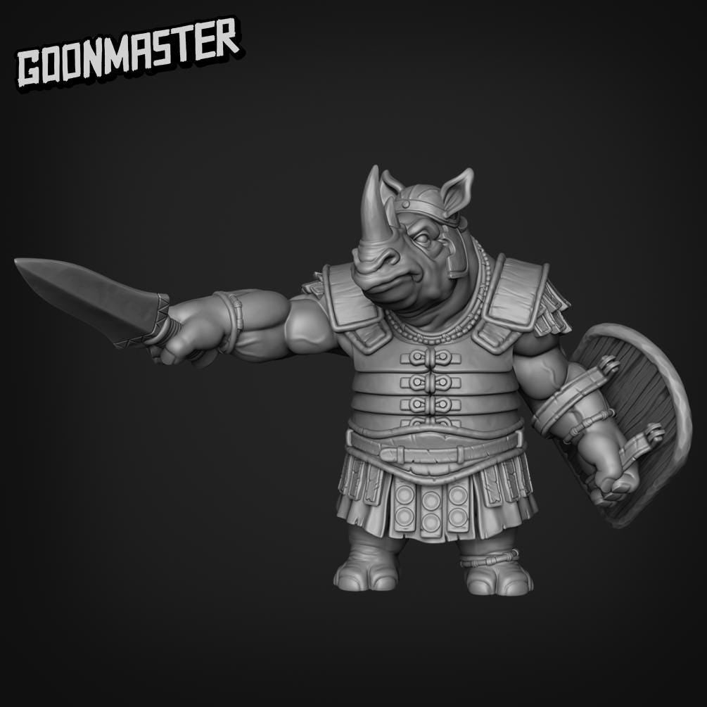 Raging Rhinos (5 poses) Lorica Segmentata - Goon Master | UNPAINTED Miniature in Resin