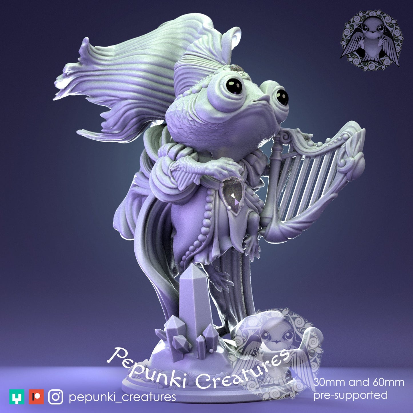 Goldfish Lady | Pepunki Creatures | UNPAINTED Miniature in Resin