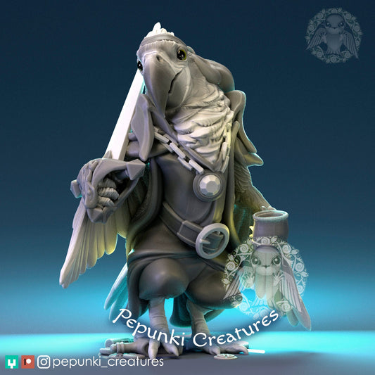 Macaw Pirate Bird | Pepunki Creatures | UNPAINTED Miniature in Resin