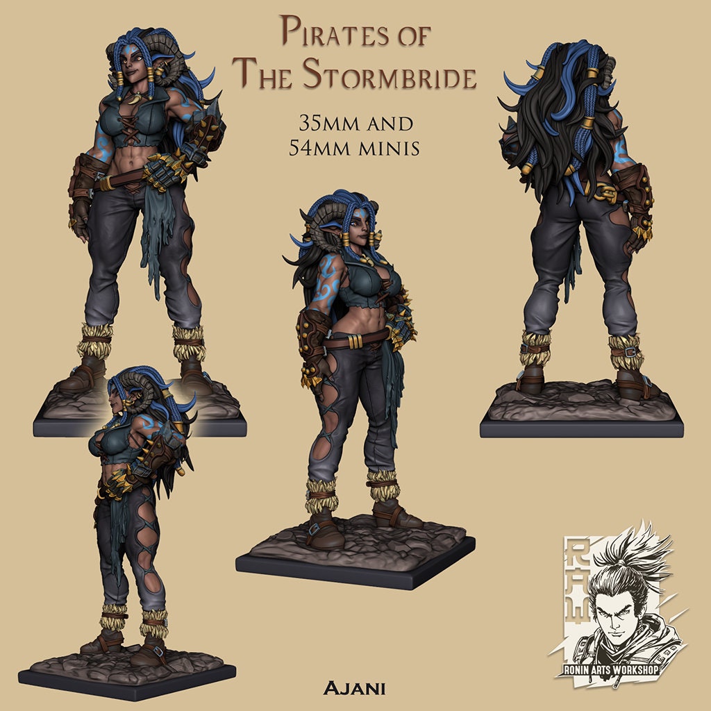 Pirate Brawler Ajani | Ronin Arts Workshop | UNPAINTED Miniature in Resin