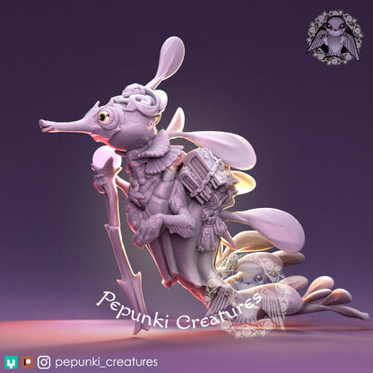 Seahorse Sorceress | Pepunki Creatures | UNPAINTED Miniature in Resin