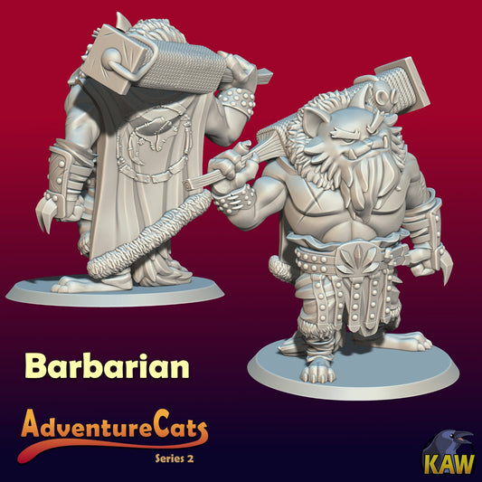 Adventure Cat - Barbarian | Kawna | Adventure Cats | UNPAINTED Miniature in Resin