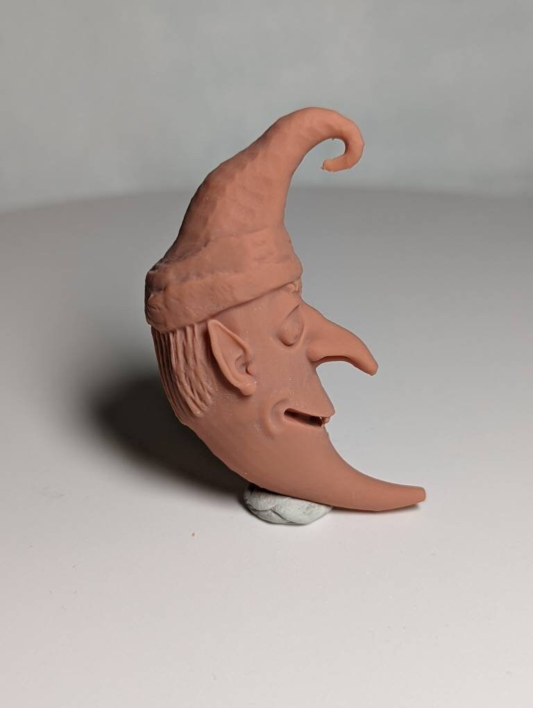 Creepy cute elf moon ornament (unpainted)