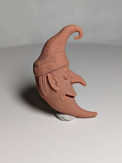 Creepy cute elf moon ornament (unpainted)
