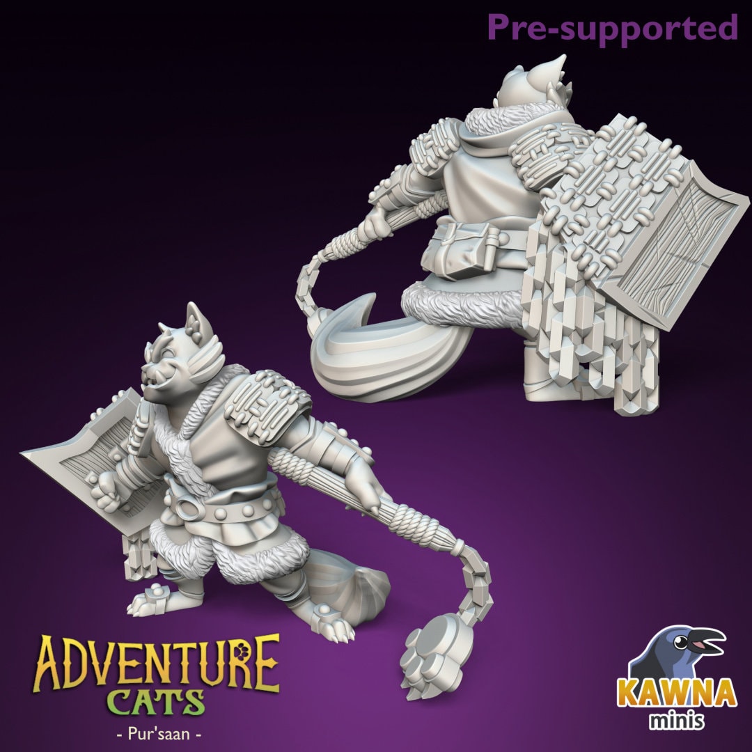 Pur'saan Cleric - Male | Kawna | Adventure Cats | UNPAINTED Miniature in Resin