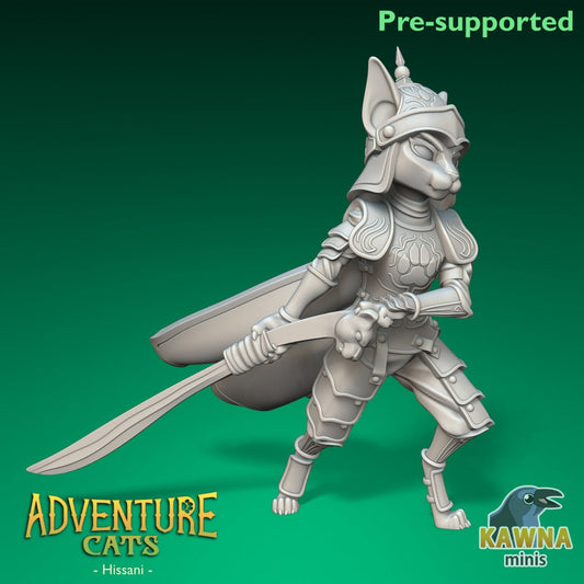 Hissani - Paladin - Female Cat | Kawna | Adventure Cats | UNPAINTED Miniature in Resin