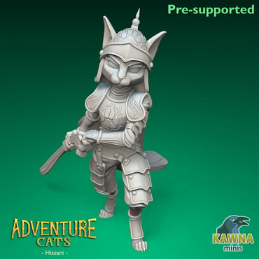 Hissani - Paladin - Female Cat | Kawna | Adventure Cats | UNPAINTED Miniature in Resin
