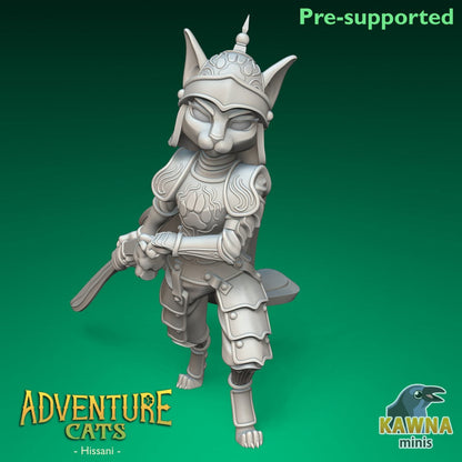Hissani - Paladin - Female Cat | Kawna | Adventure Cats | UNPAINTED Miniature in Resin