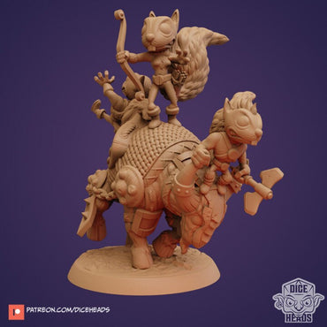 Squirrel Barbarians Riding a Bull - Dice Heads - Zoontalis
