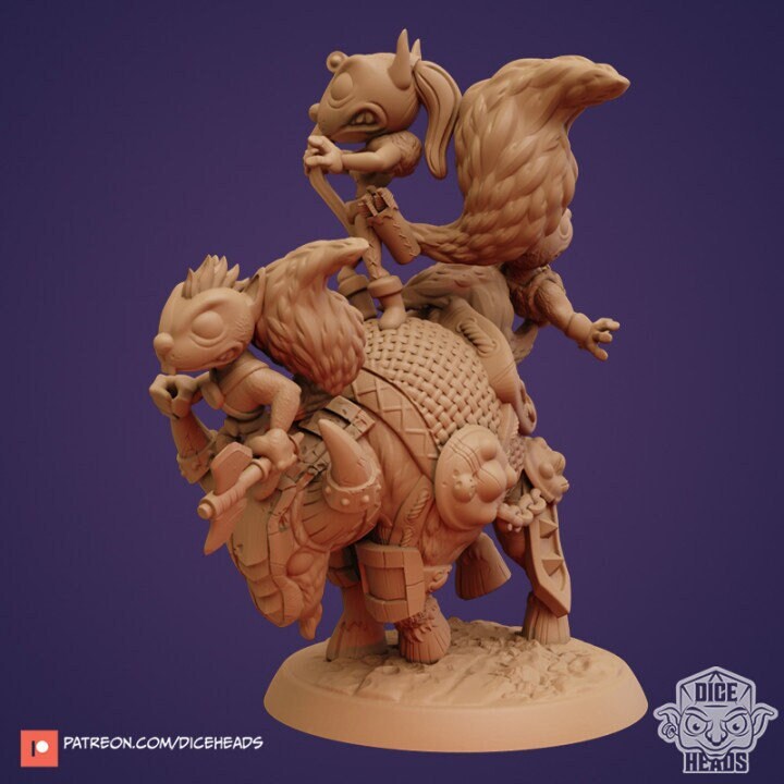 Squirrel Barbarians Riding a Bull - Dice Heads - Zoontalis