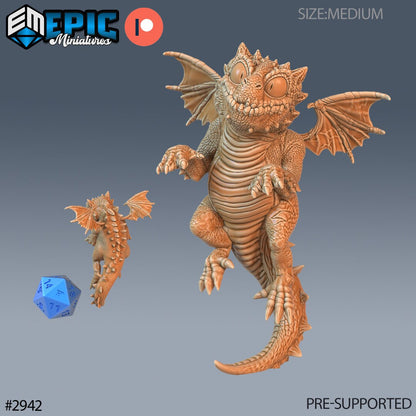 Resin miniatures by Epic Miniatures. Baby dragon option #1: flying.