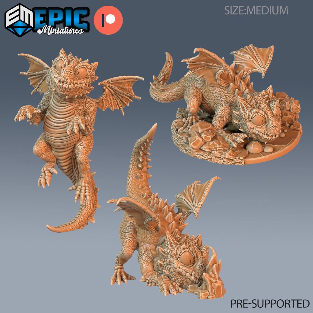 Resin miniatures by Epic Miniatures. Three baby dragon options.